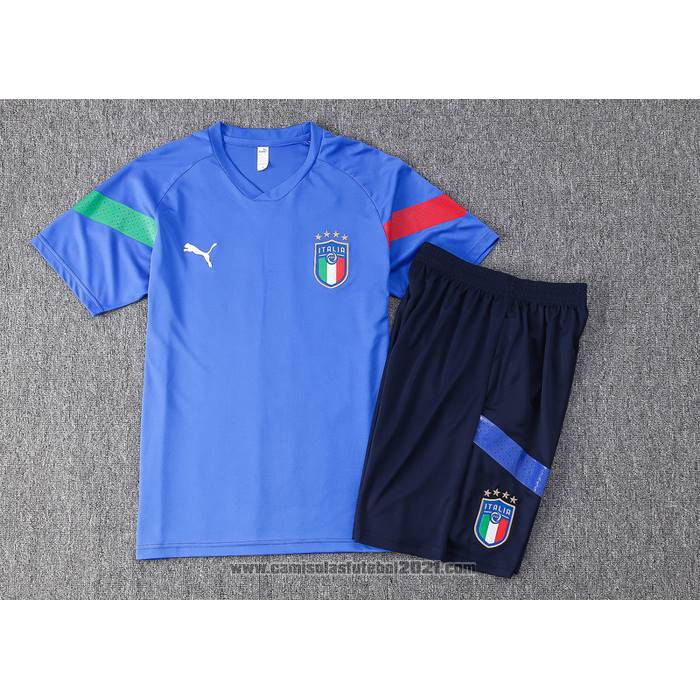 Fato de Treino Italia Manga Curta 2022-2023 Azul - Calcas Curta